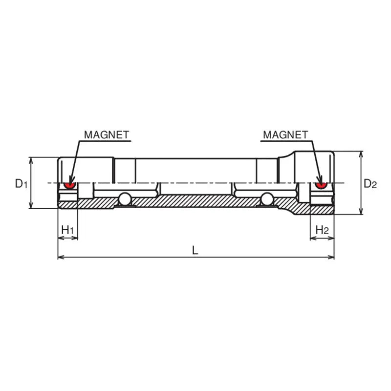 Ko-ken Tools Double sided Socket with Magnets 1/4" 10x12 80mm Length Ko-ken Tools