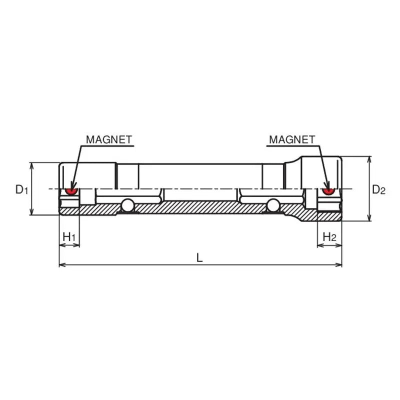 Ko-ken Tools Double sided Socket with Magnets 1/4" 10x13 Ko-ken Tools