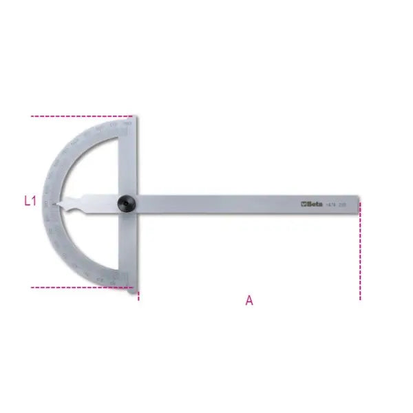 Beta 1676 | Protractors made from stainless steel Beta Tools