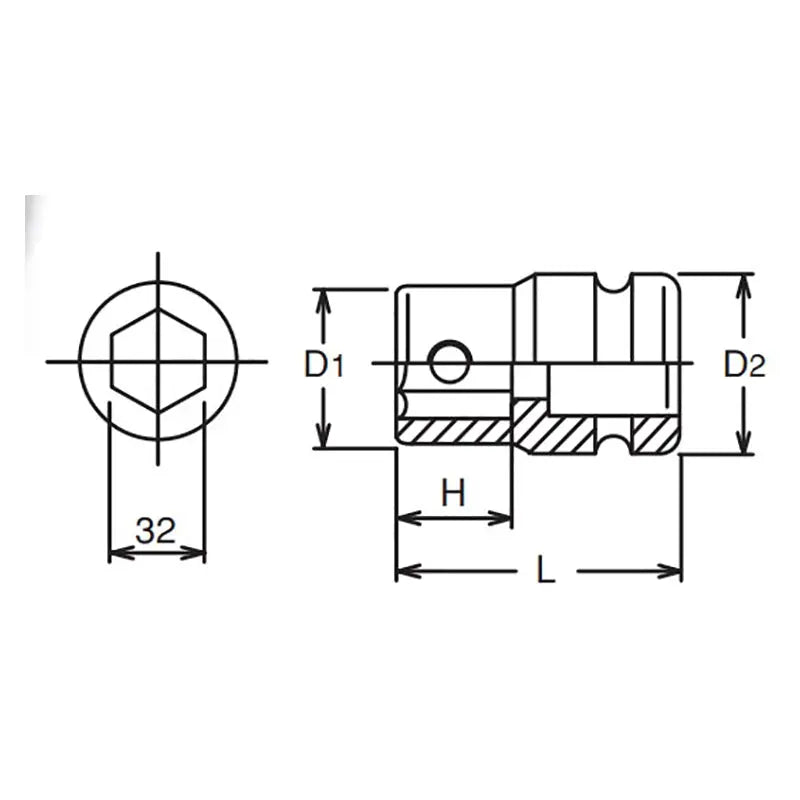 Ko-ken Tools 1.1/2 Sq. Dr. Bit Holder 32mm For 107.32 Length 85mm Ko-ken Tools
