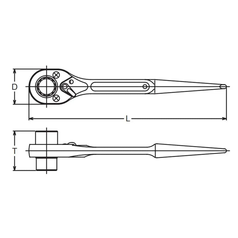 Ko-ken Tools Spud Ratchet 14 x 17mm 12 point Length 250mm Ko-ken Tools