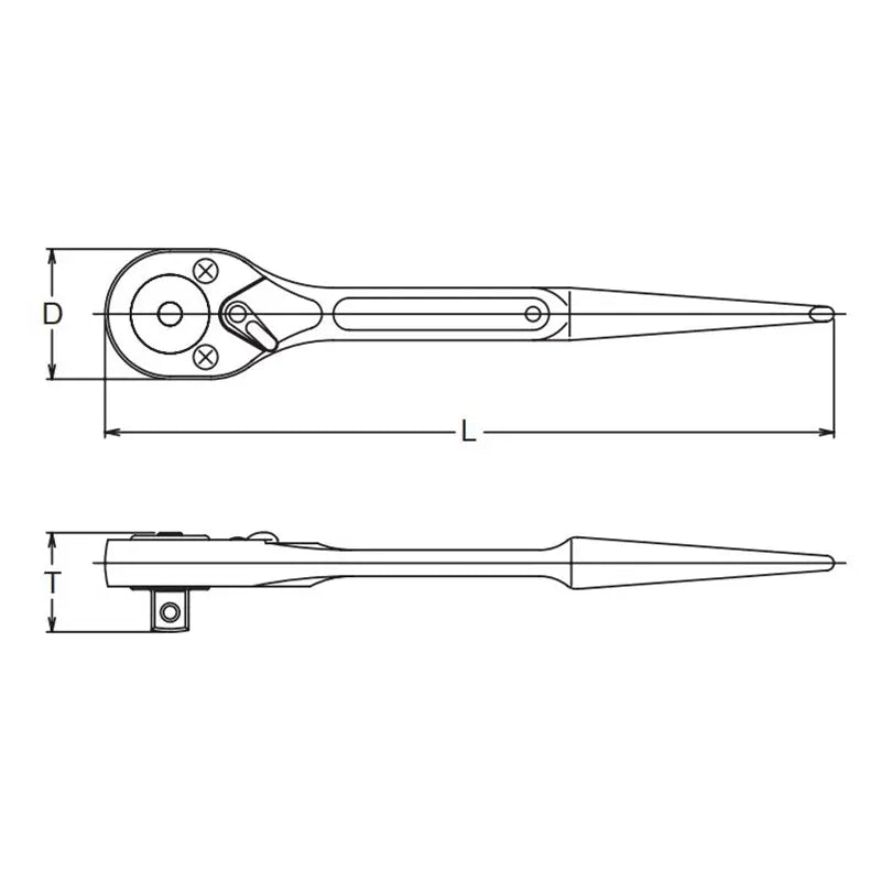 Ko-ken Tools Spud Ratchet Square Length 250mm Push Button Ko-ken Tools