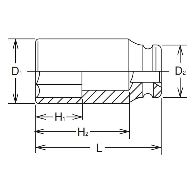 Ko-ken Tools 1.1/2 Sq. Dr. Socket 2.15/16 6 point Length 155mm Ko-ken Tools