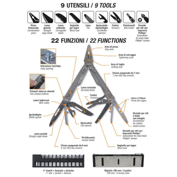 Beta Tools (Article# 1778MT) Complete Multipurpose Tool with Bits and Sheath - BT 017780055 