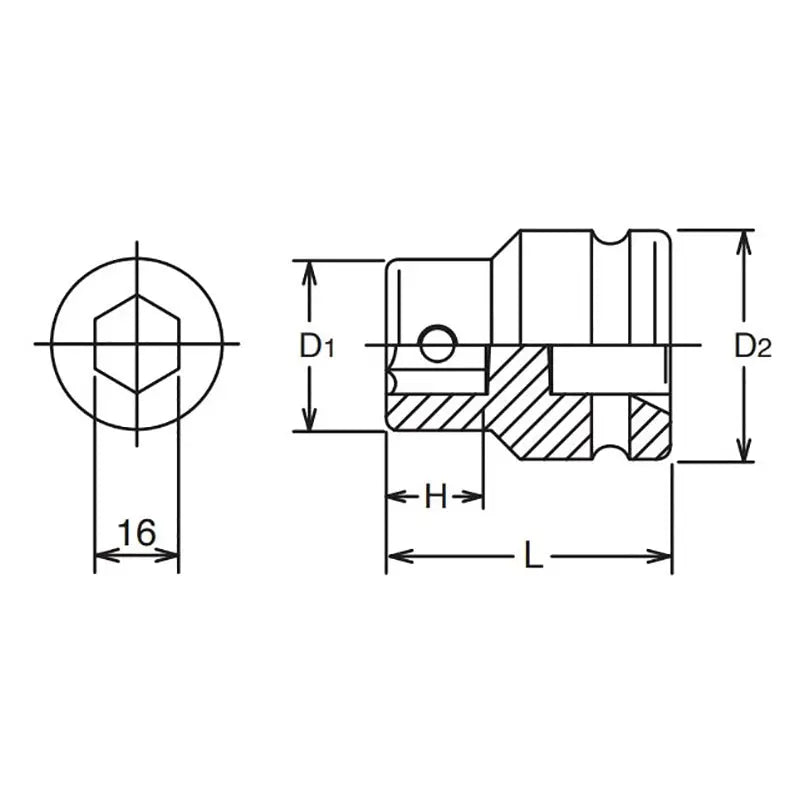 Ko-ken Tools 1 Sq. Dr. Bit Holder 16mm For 107.16 Length 68mm Ko-ken Tools