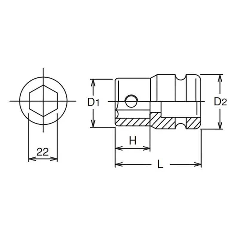 Ko-ken Tools 1 Sq. Dr. Bit Holder 22mm For 107.22 Length 70mm Ko-ken Tools