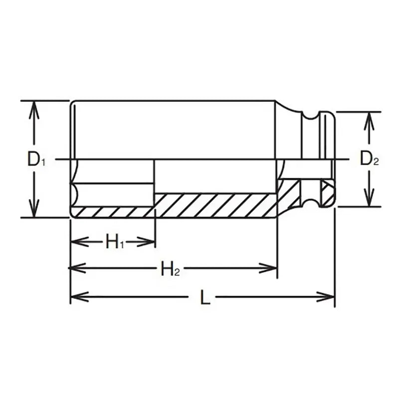 Ko-ken Tools 1 Sq. Dr. Socket 17mm 6 point Length 108mm Thin walled Ko-ken Tools