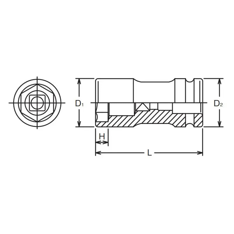 Ko-ken Tools 1 Sq. Dr. Rear Wheel Nut Socket 41 x 20mm Hex x Square Length 108mm Ko-ken Tools
