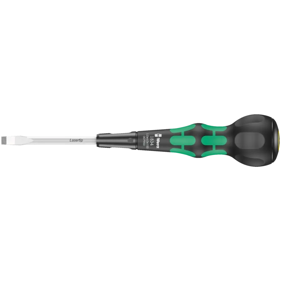 Wera 1834 Kraftform Ball-Grip Slotted Screwdriver with Workshop Blade, 6 x 120mm - WE 05007901001 