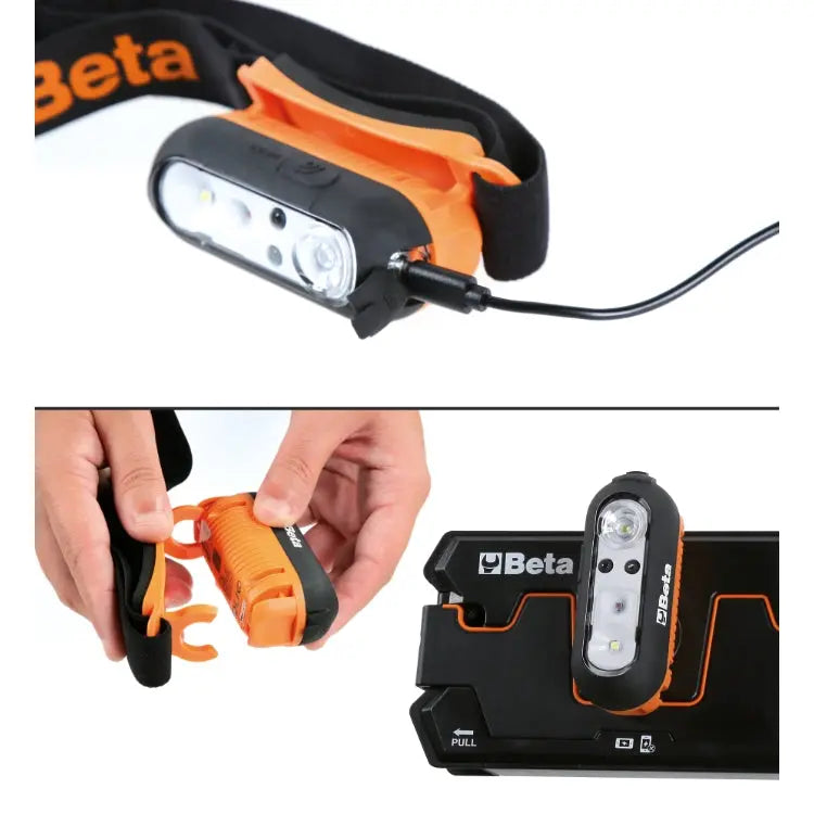Beta Tools (Article# 1836BW) Wireless Rechargeable LED Headlamp with Red Light and Contactless ON/OFF Sensor - BT 018360201 