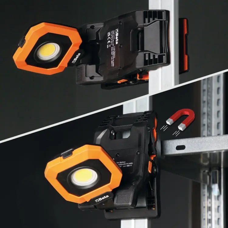 Beta Tools (Article# 1838CLAMP) 4 Light Intensities Adjustable Rechargeable Clamp Spotlight with USB Charge - BT 018380310 