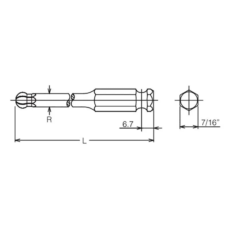 Ko-ken Tools 7/16" Hex Drive (E11.2) Ball Point Hex 12mm Bit, length 150mm Ko-ken Tools