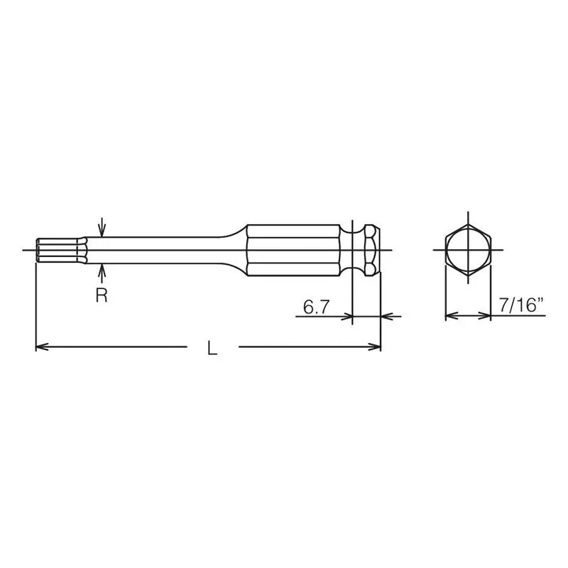 Ko-ken Tools 7/16 Hex Dr. Bit 9mm Hex Length 35mm Ko-ken Tools