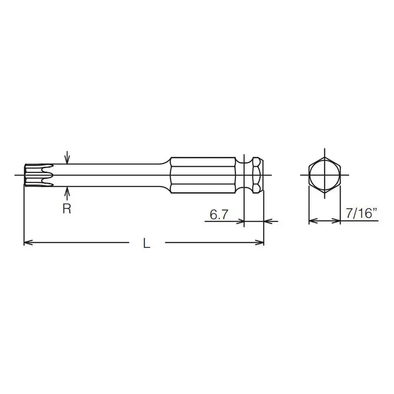 Ko-ken Tools 7/16 Hex Dr. TORXplusÂ® 55IP Bit - Length 75mm Ko-ken Tools