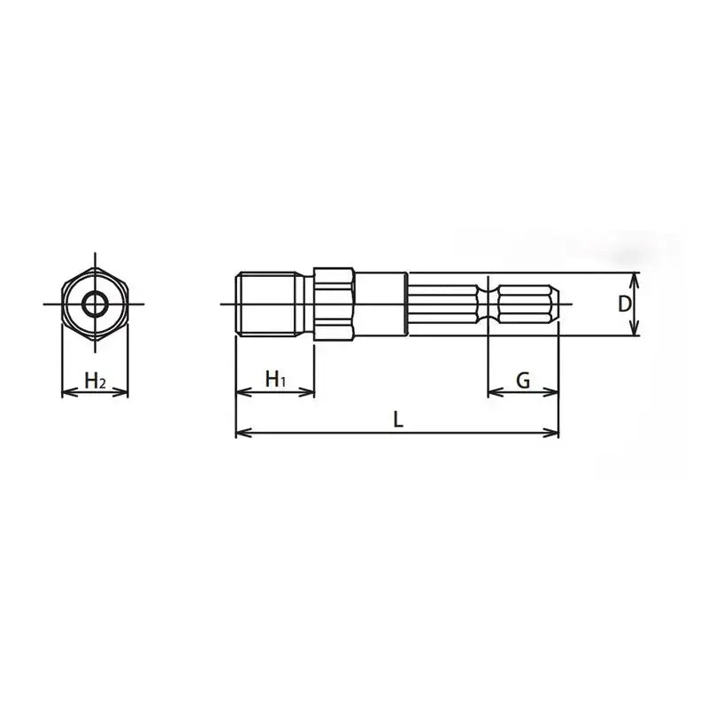 Ko-ken Tools 1/4 in Hexagon Drive Drill Chuck Adaptor, 1/2 in x 20UNF, Length 64mm - 184.64-1/2X20UNF