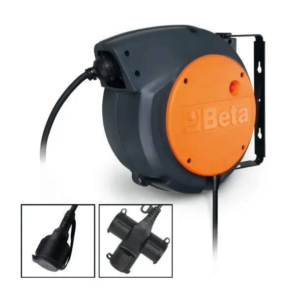 Beta Tools (Article# 1844 15-H05/3SCK) Automatic Cable Reel with 3G x 1.5 mm sq Cable and SCHUKO Type Socket - BT 018440319 