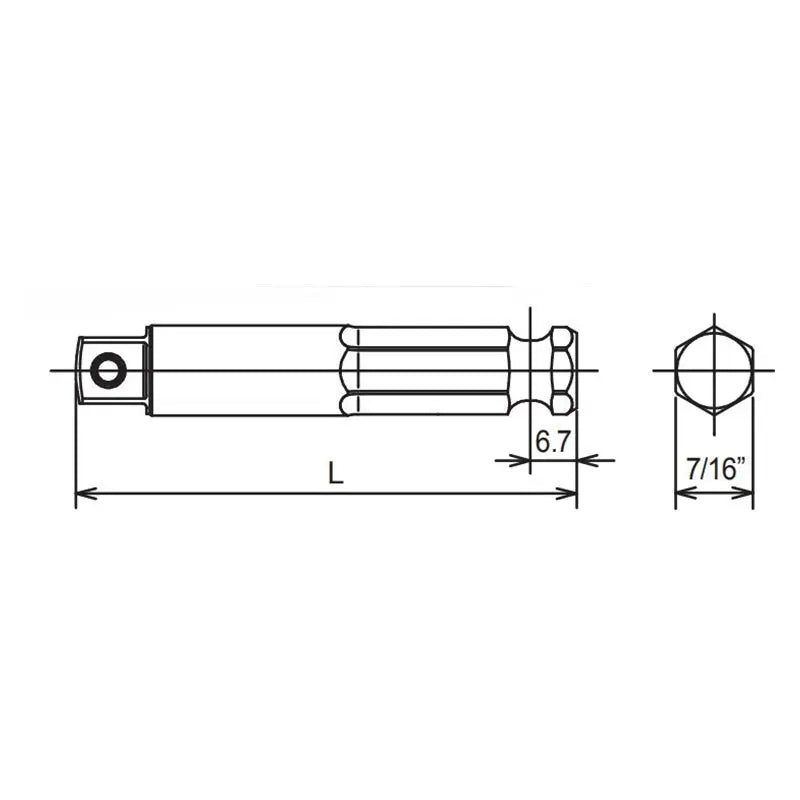 Ko-ken Tools 7/16 Hex Dr. Adaptor 3/8 Square Length 75mm Pin type Ko-ken Tools