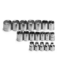 SK Tools - 19 Piece 3/8" Drive 6 Point Standard Metric Chrome Socket Set - 3919 SK Tools