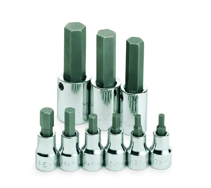 SK Tools - Set Socket Bit 3/8dr 1/2dr Hex 9pc - 19733 SK Tools