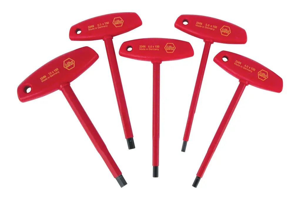 Wiha Set of 5 Insulated T-Handle Metric Hexagon Screwdrivers - WI 33478 Wiha
