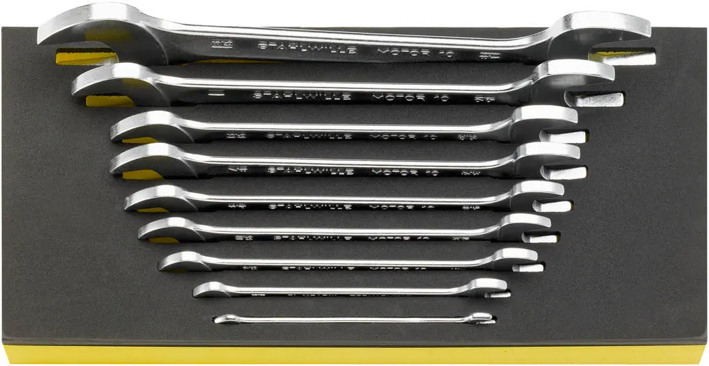 Stahlwille Set of 9 TCS Double Open Ended Spanner Wrench, 1/4 x 5/16 - 1-1/8 x 1-5/16 in, Length 350mm - ST 96838779 Stahlwille