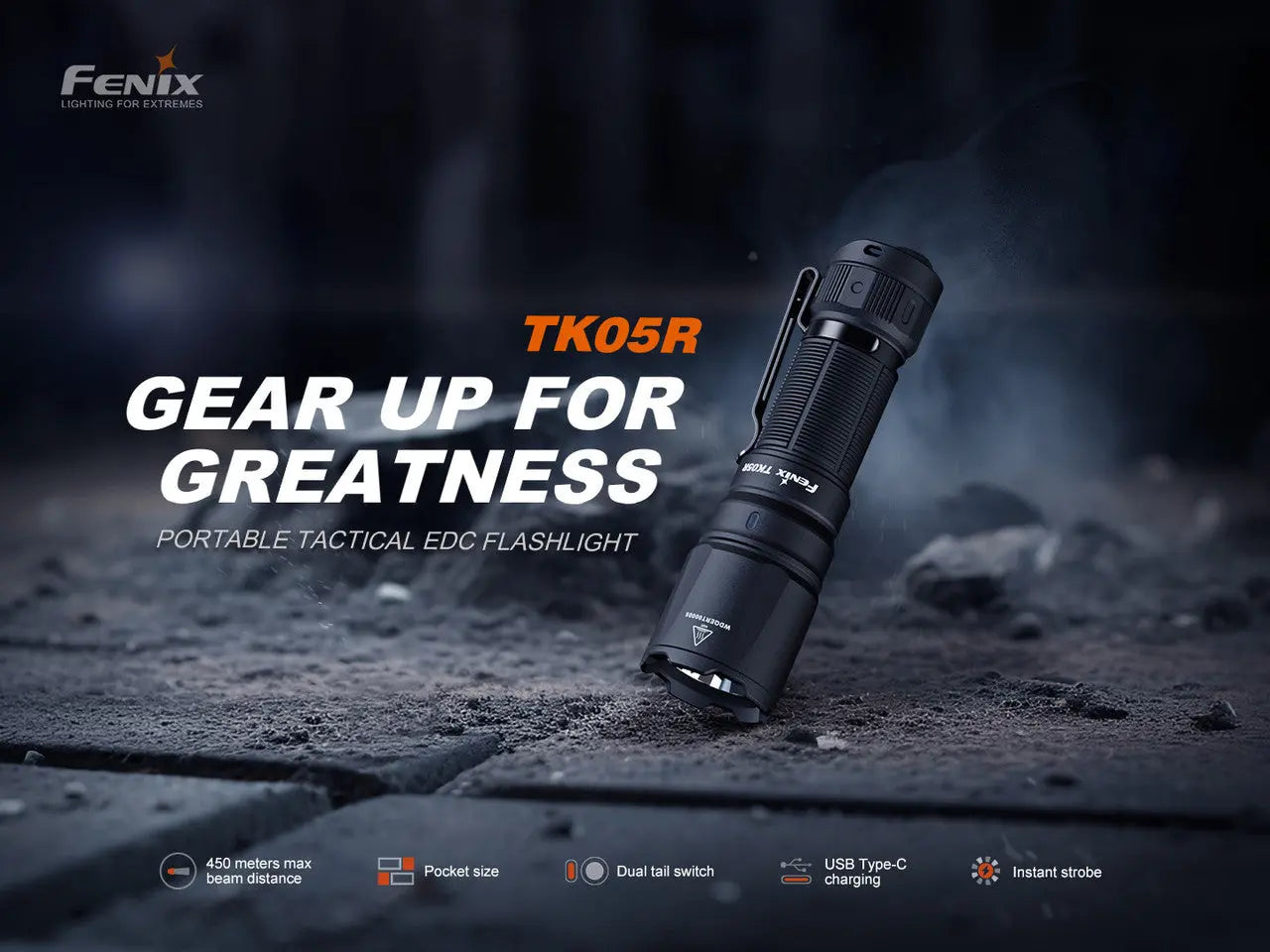 Fenix 1000 Lumen Mini Rechargeable Flashlight - F FX-TK05R Fenix