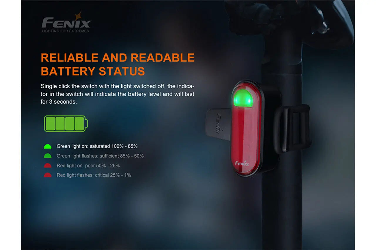 Fenix 15 Lumen Red Rechargeable Tail Light - F FX-BC05R-V2 Fenix