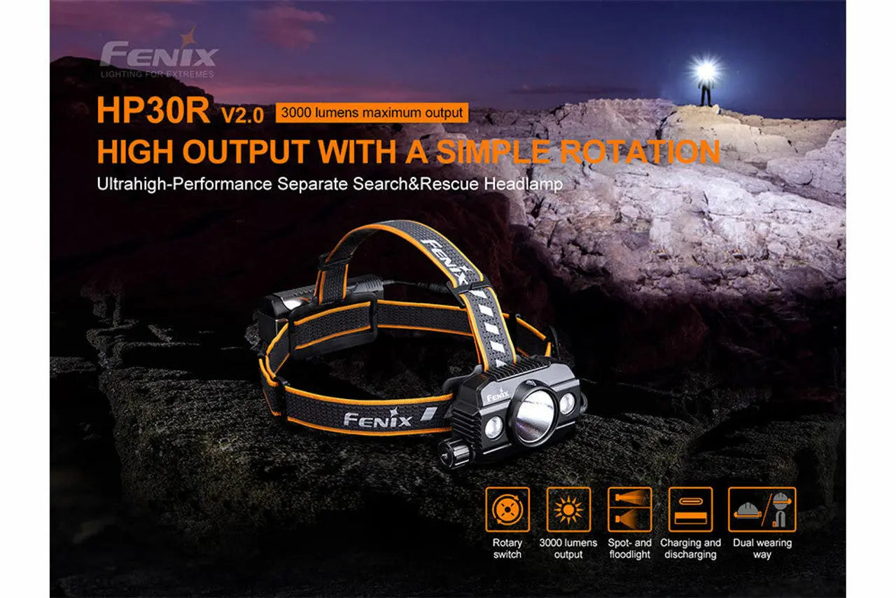 Fenix 3000 Lumen Headlamp - F FX-HP30RV2-BLACK Fenix