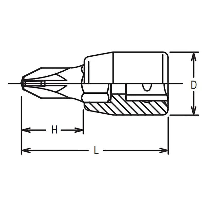 Ko-ken Tools 1/4 Sq. Dr. Bit Socket PZ2 Length 28mm Ko-ken Tools