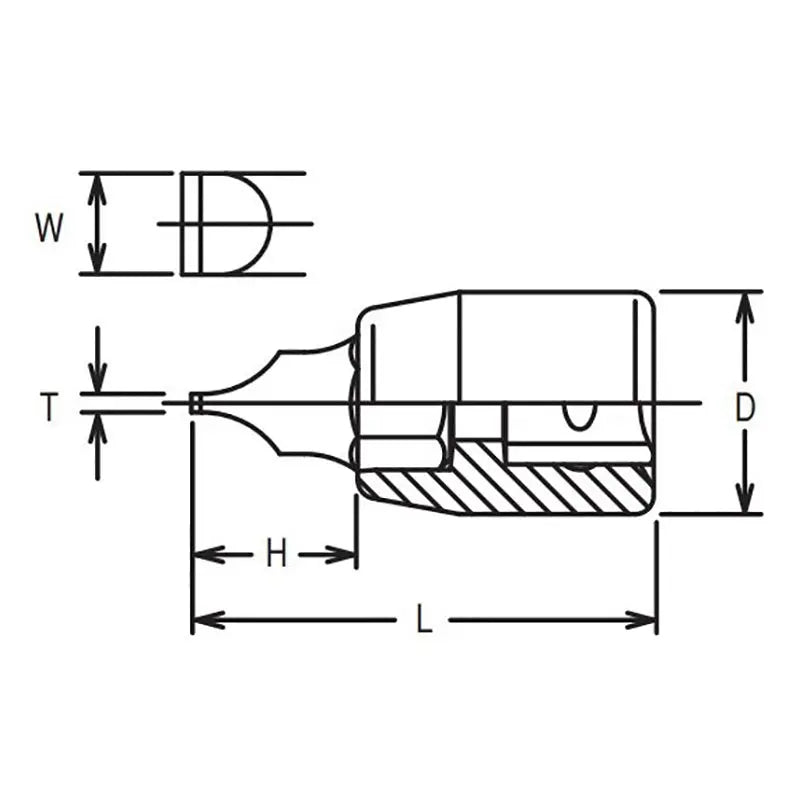 Ko-ken Tools 1/4 Sq. Dr. Bit Socket Slotted 1.2X6.5 Length 25mm Ko-ken Tools