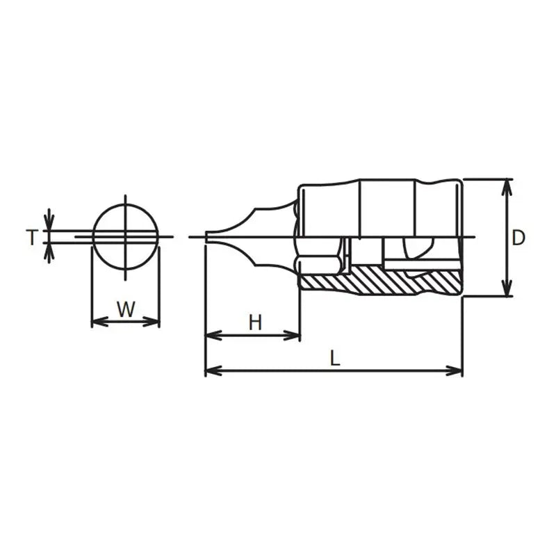 Ko-ken Tools 1/4 Sq. Dr. Bit Socket Slotted 1.2X6.5 Length 25mm Z-series Ko-ken Tools