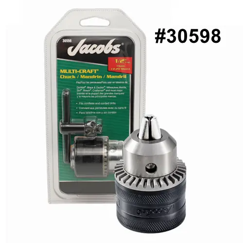 Jacobs Chuck Jacobs Multi-Craft Series Keyed Drill Chuck, 1/2 in x 3/8 in-24 - GW 30598 Drill Chuck Jacobs Chuck