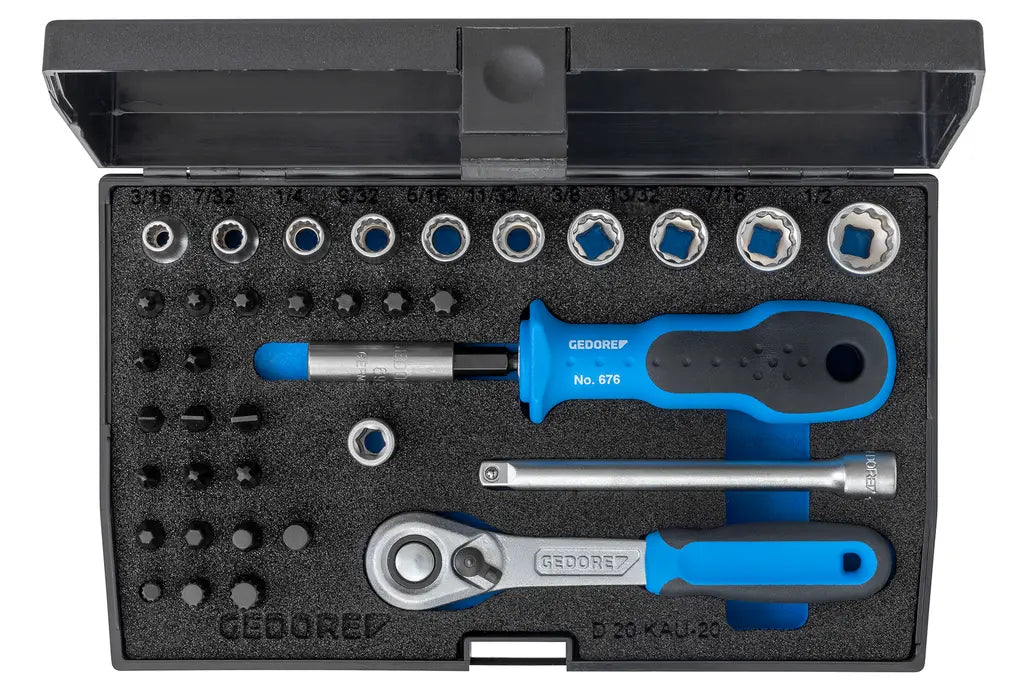 Gedore Set of 37 1/4 in Socket Wrench, UD-IN-IS-PH-PZ-TX, 3/16 - 1/4 in - GD 2010348 Gedore