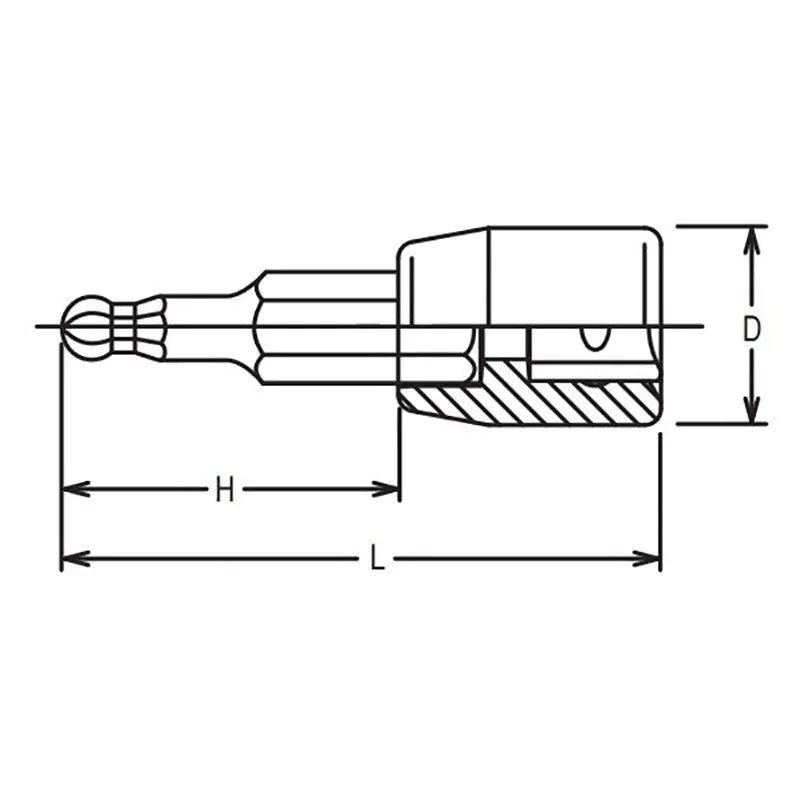 Ko-ken Tools 1/4 Sq. Dr. Bit Socket 3mm Ballpoint Hex Length 50mm Ko-ken Tools