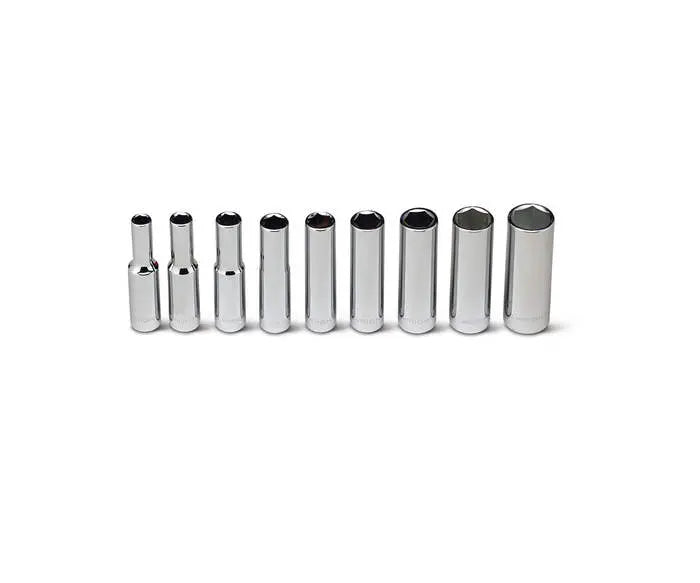 Wright Tool 9 Piece 3/8 in Drive 6-Point Deep Socket Set, 3/8 - 7/8 in - WT 304 Socket Set Wright Tool