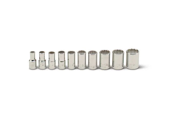 Wright Tool 10 Piece 1/4 in Drive 12-Point Standard Socket Set, 3/16 - 9/16 in - WT 209 Socket Set Wright Tool