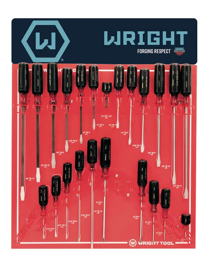 Wright Tool Set of 23 Screwdrivers with Large Cushion-Grip Handle Display - WT D974 Screwdriver Set Wright Tool