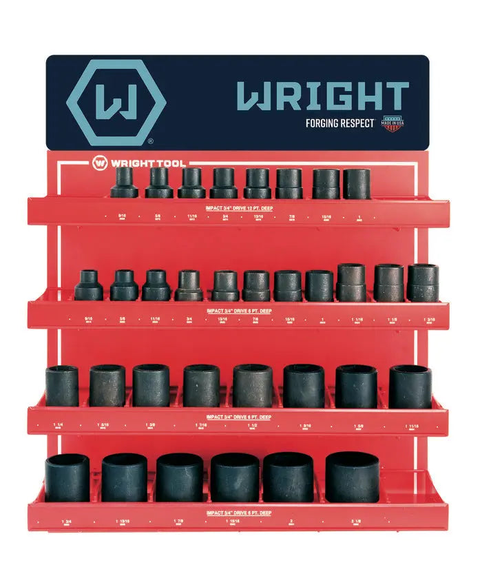 Wright Tool Set of 33 3/4 in Drive 6, 12-Point Deep SAE Black Oxide Impact Socket - WT D986 Socket Set Wright Tool