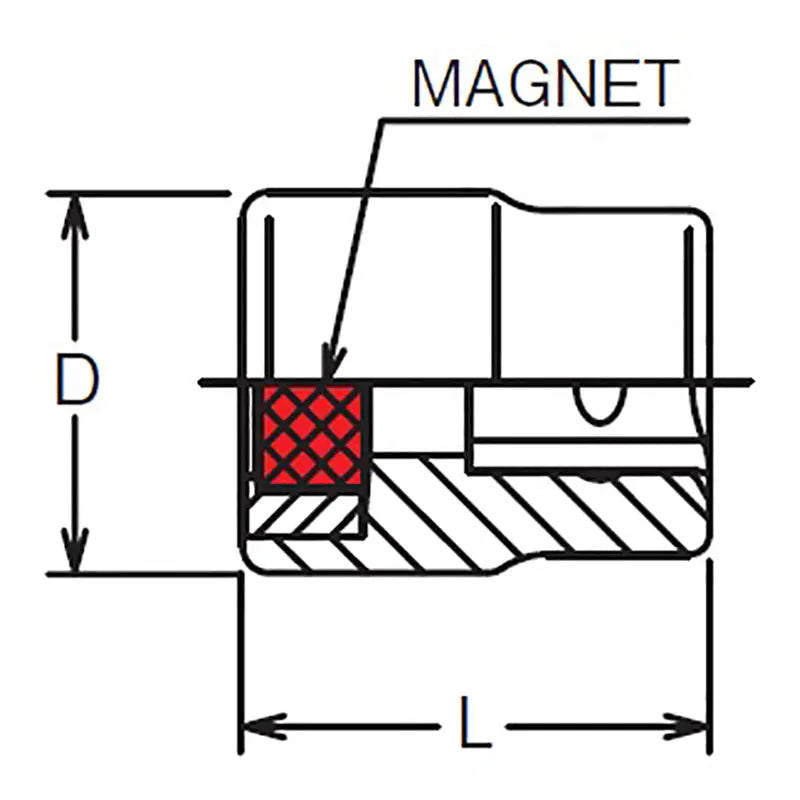 Ko-ken Tools 1/4 Sq. Dr. Magnetic Head Length 17.5mm Magnet Ko-ken Tools