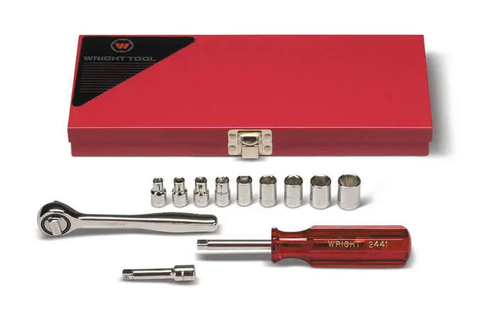 Wright Tool 12 Piece 1/4 in Drive 6-Point Metal Boxed Standard SAE Socket Set, 3/16 - 1/2 in - WT 212 Socket Set Wright Tool