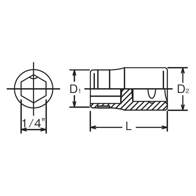 Ko-ken Tools 1/4 Sq. Dr. Adaptor 1/4 For 1/4H Bit Length 22.5mm Ko-ken Tools