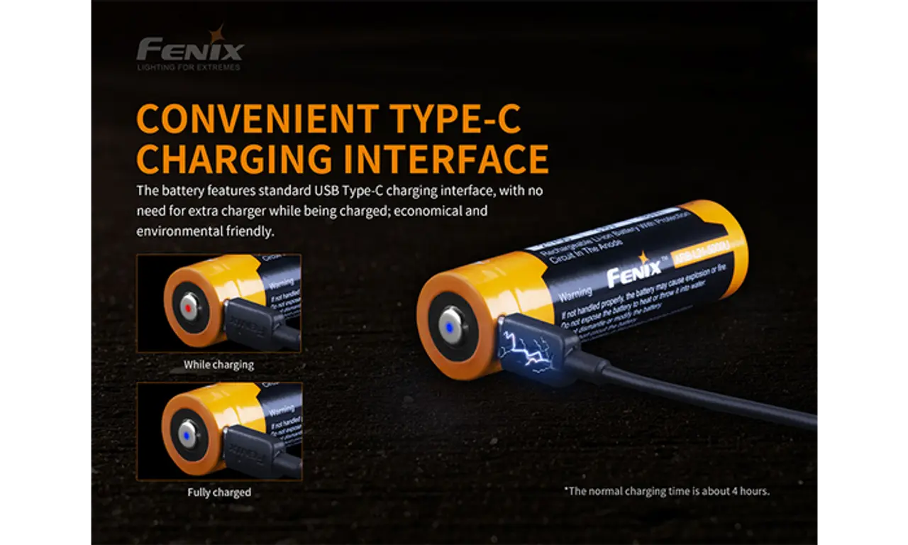 Fenix 21700 USB-C Rechargeable Battery, 5000mAh - F FX-ARBL215000U Fenix