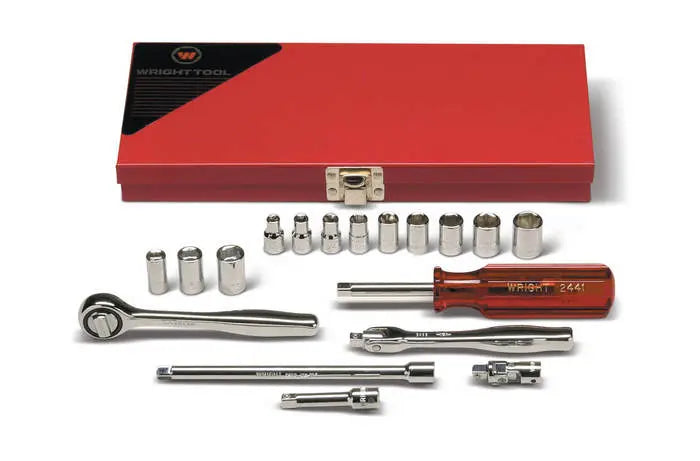 Wright Tool 18 Piece 1/4 in Drive 6, 8-Point Metal Boxed Standard SAE Socket Set, 3/16 - 1/2 in - WT 218 Socket Set Wright Tool