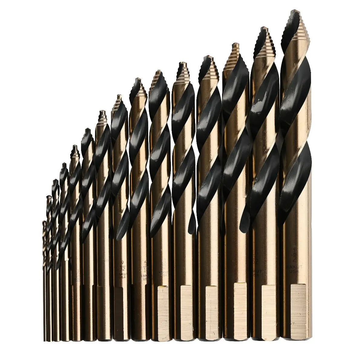 KnKut Set of 21 Step Point Mechanics Length Drill Bit, 1/16 in - 3/8 in by 64ths - 21KK10 KnKut