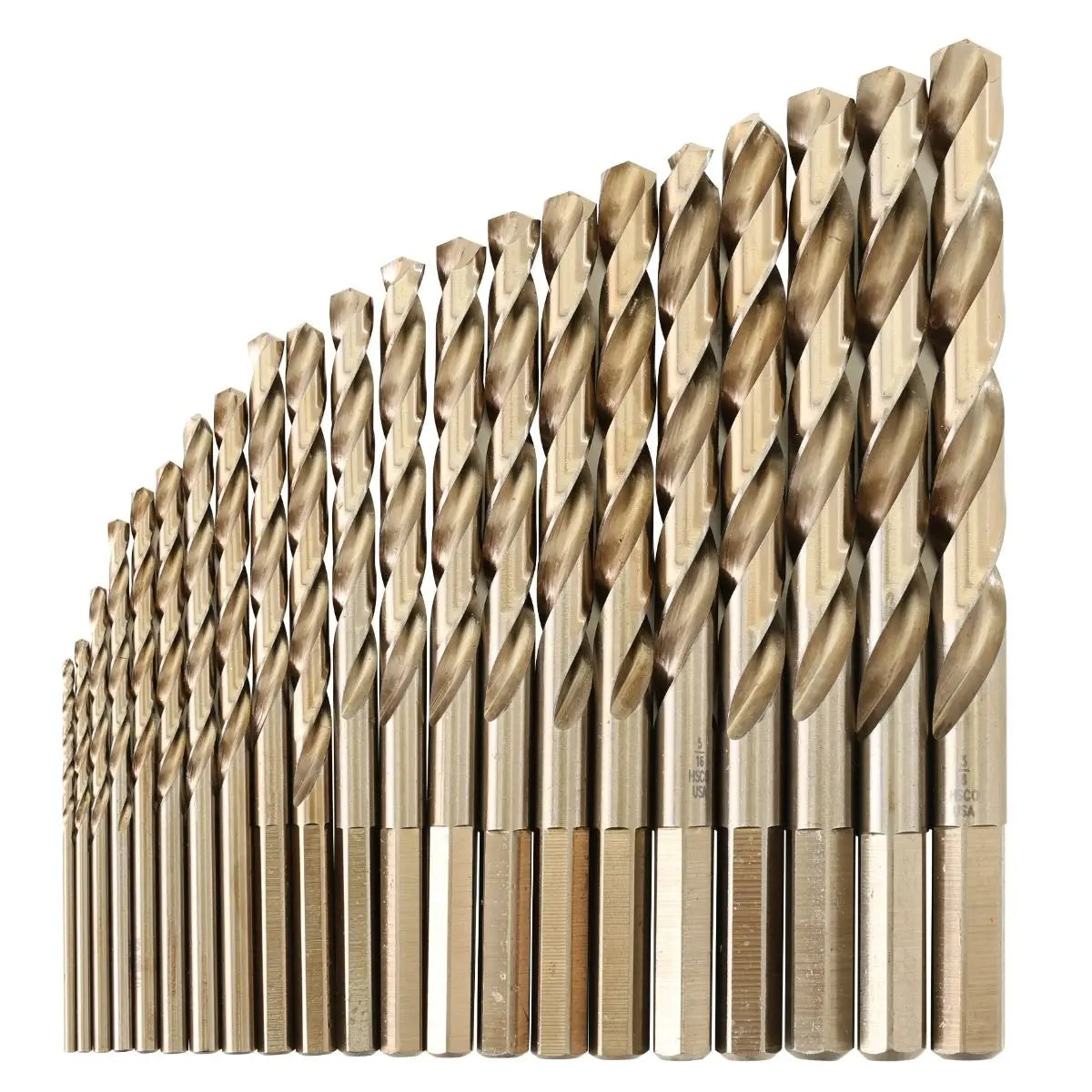 KnKut Set of 21 HD Hexagon Shank M35 Cobalt Jobber Length Drill Bit, 1/16 in - 3/8 in by 64ths - 21KK35 KnKut