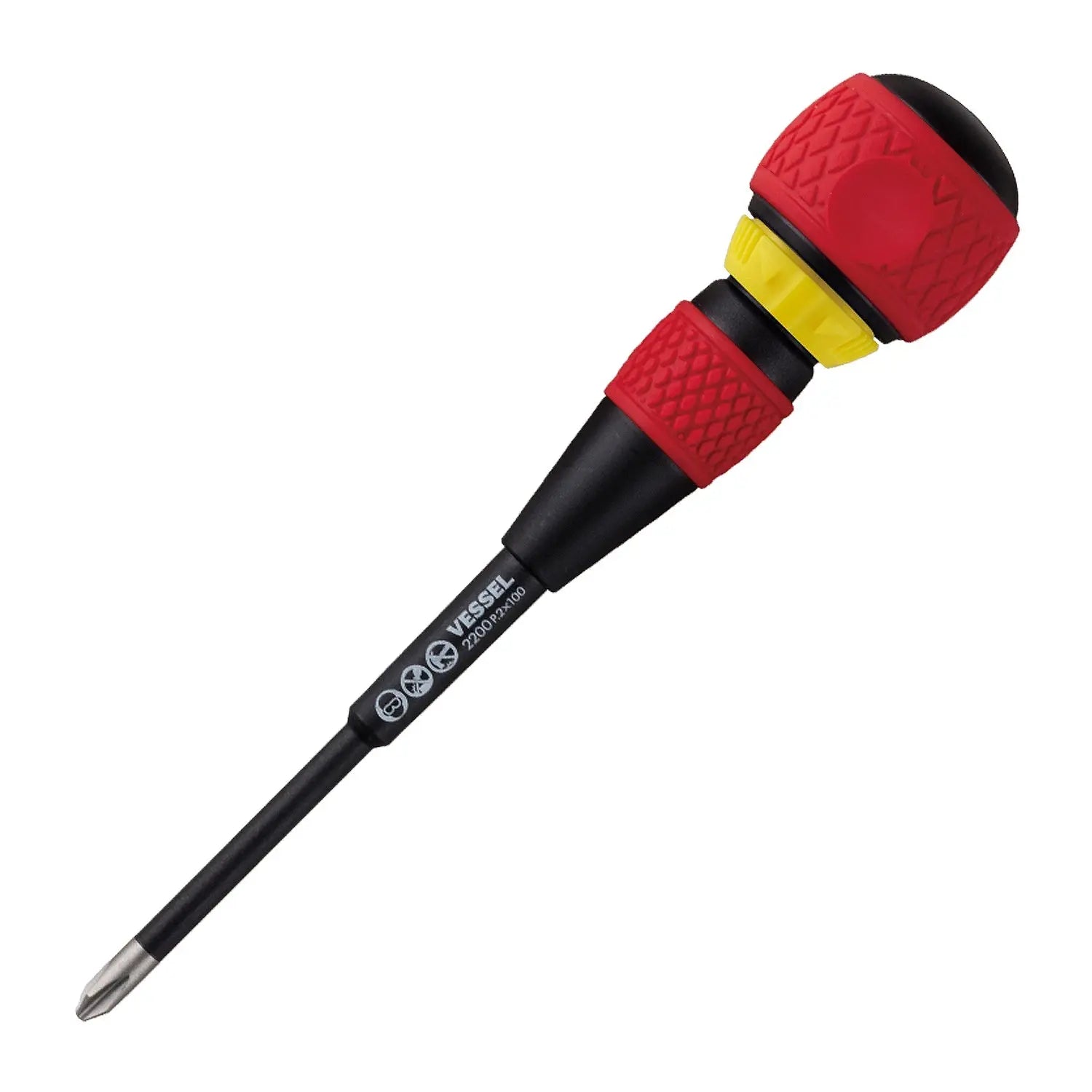 Vessel Tools Ball Ratchet Screwdriver, PH2 x 100mm - VL 2200P2100 Vessel Tools
