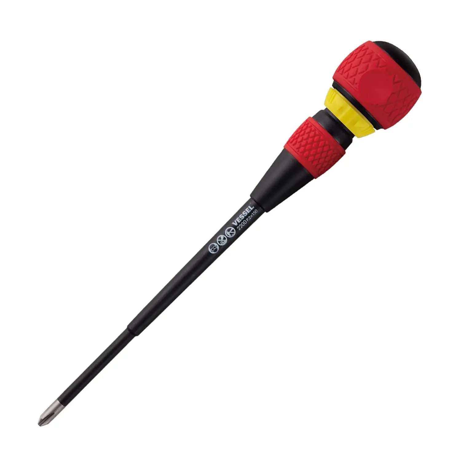 Vessel Tools Ball Ratchet Screwdriver, PH2 x 150mm - VL 2200P2150 Vessel Tools