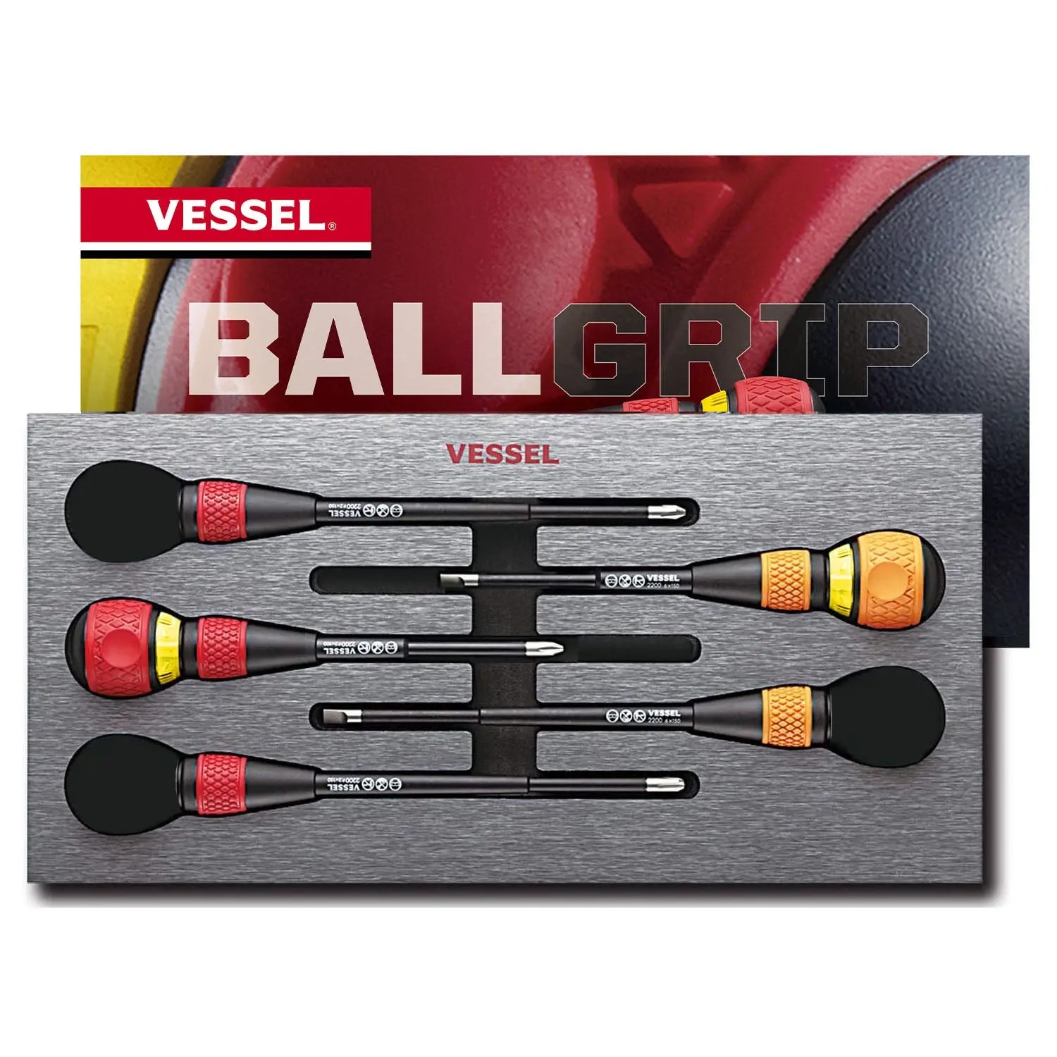 Vessel Tools Set of 2 Ball Ratchet Screwdriver with 3 Piece Replacement Blade - VL 22002N3EVA Vessel Tools