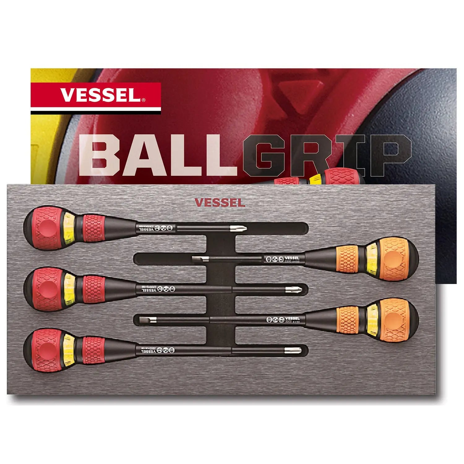 Vessel Tools Set of 5 Ball Ratchet Screwdriver - VL 22005EVA Vessel Tools