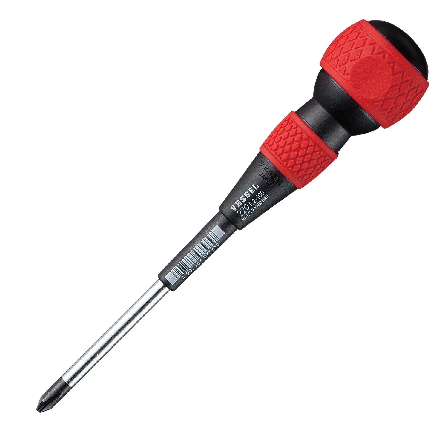 Vessel Tools Ball Grip Screwdriver, PH2 x 100mm - VL 220P2100 Vessel Tools